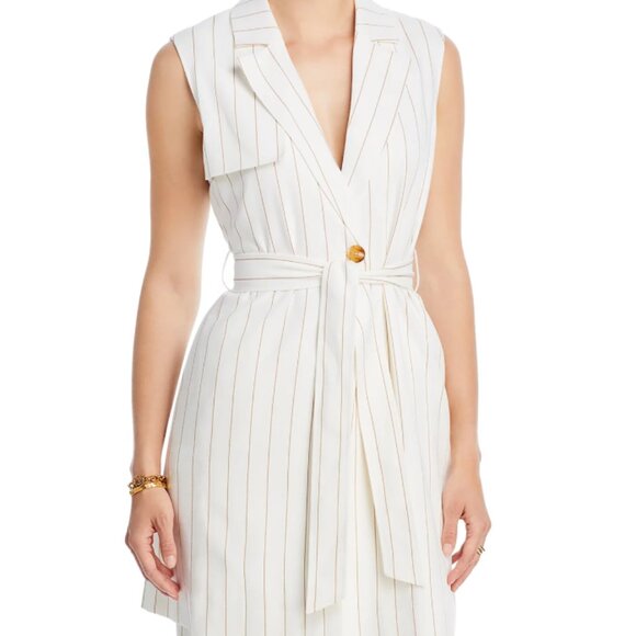 NWT - T Tahari Striped Long Trench Vest - Size S - Picture 1 of 6
